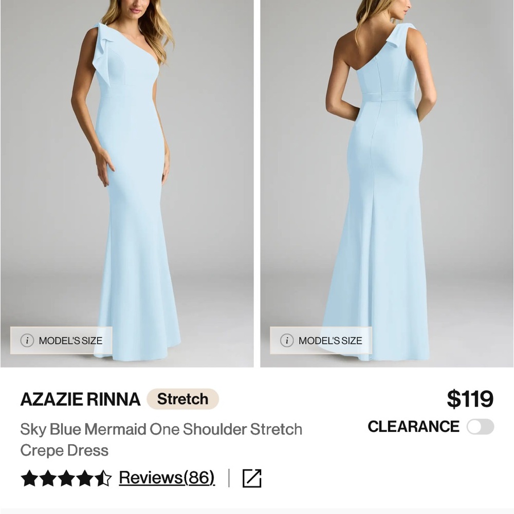 Azazie Light Blue One Shoulder Dress